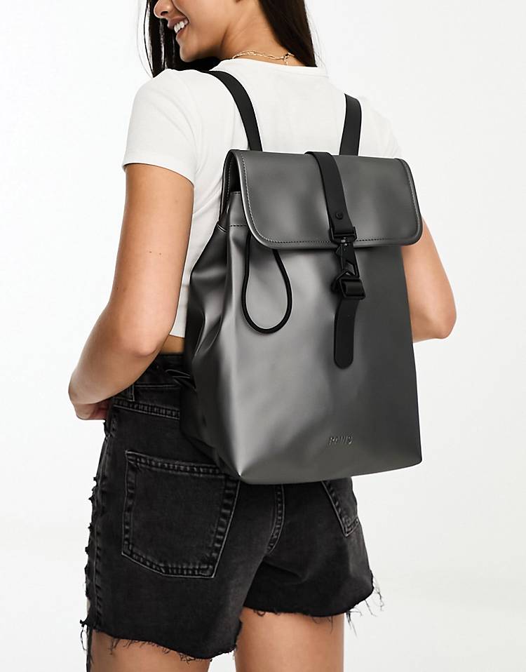 Rains bucket backpack in metallic gray